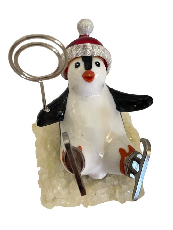 Unbranded Other - Photo Place Card Memo Holder Penguin Retro Skater Winter Snow Holiday Christmas